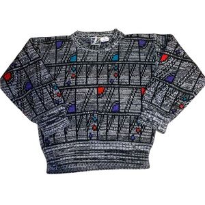 Vintage Electric Kids Boys Grometric Crew Neck Pullover Knit Sweater Size 7